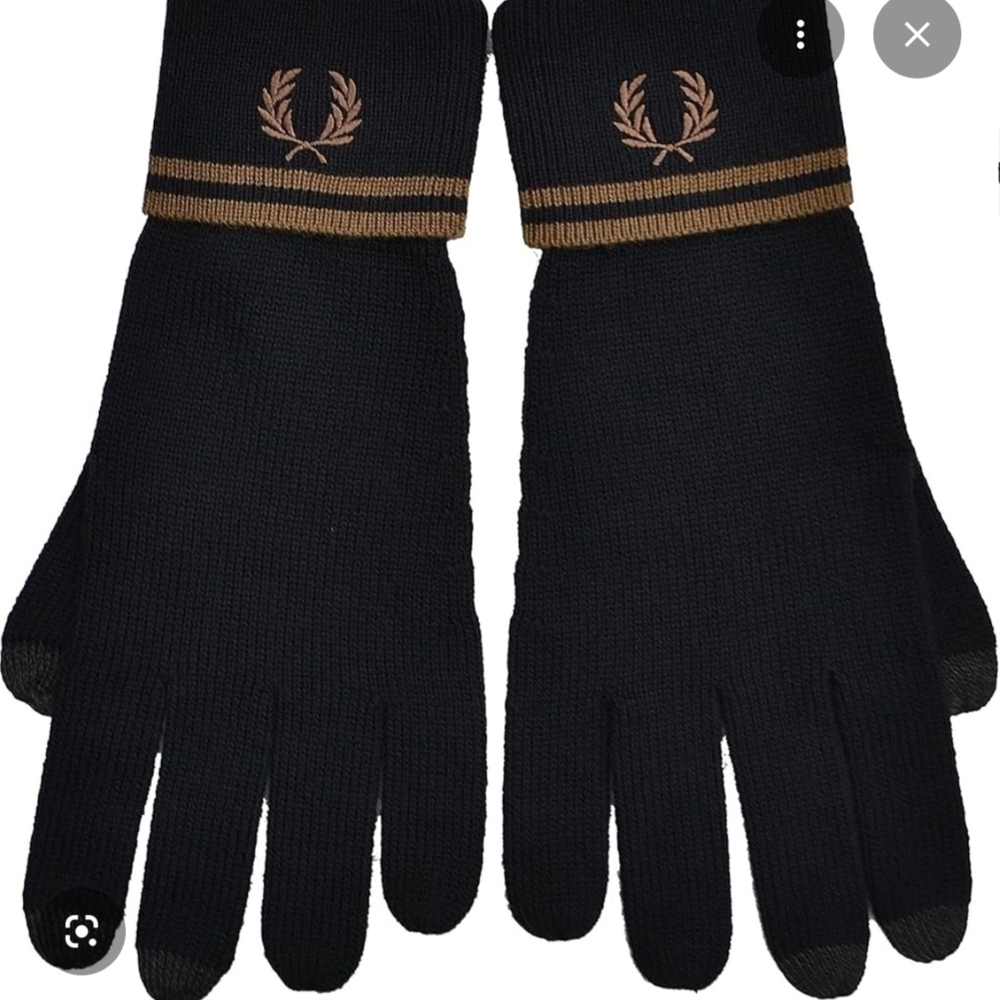 Fred Perry Black and Gold Trim Gloves